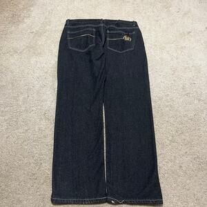 Y2K Mecca Baggy Skater Embroidered Black Jeans 36Wx32L